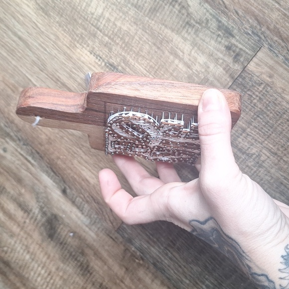 Handmade "HOME" String/Nail Art on Wood Paddle - Picture 3 of 5